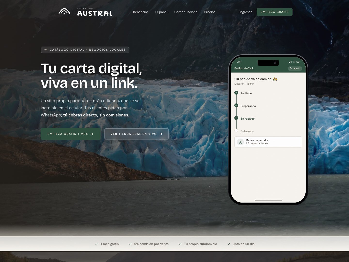 Catálogo Austral, plataforma de catálogos digitales con pedidos por WhatsApp